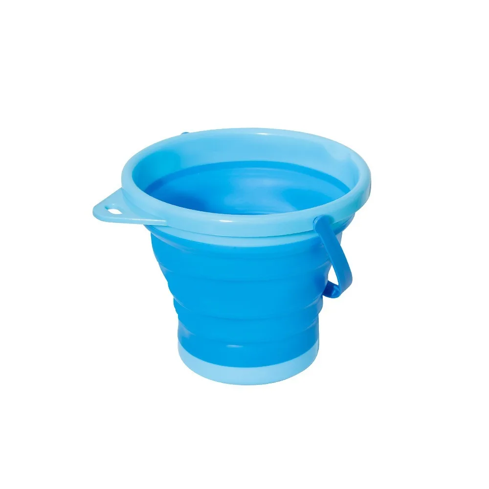 دلاء الشاطئ المحمولة القابلة للطي متعددة الوظائف، دلو رمل قابل للسحب، هدايا دلو بلاستيكي مستدير للشاطئ قابل للطي