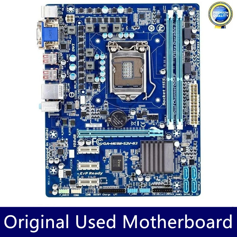 For Used GA-H61M-S2V-B3 H61M-S2V-B3 Desktop Motherboard H61 Socket LGA 1155 i3 i5 i7 16GB DDR3 Original Mainboard