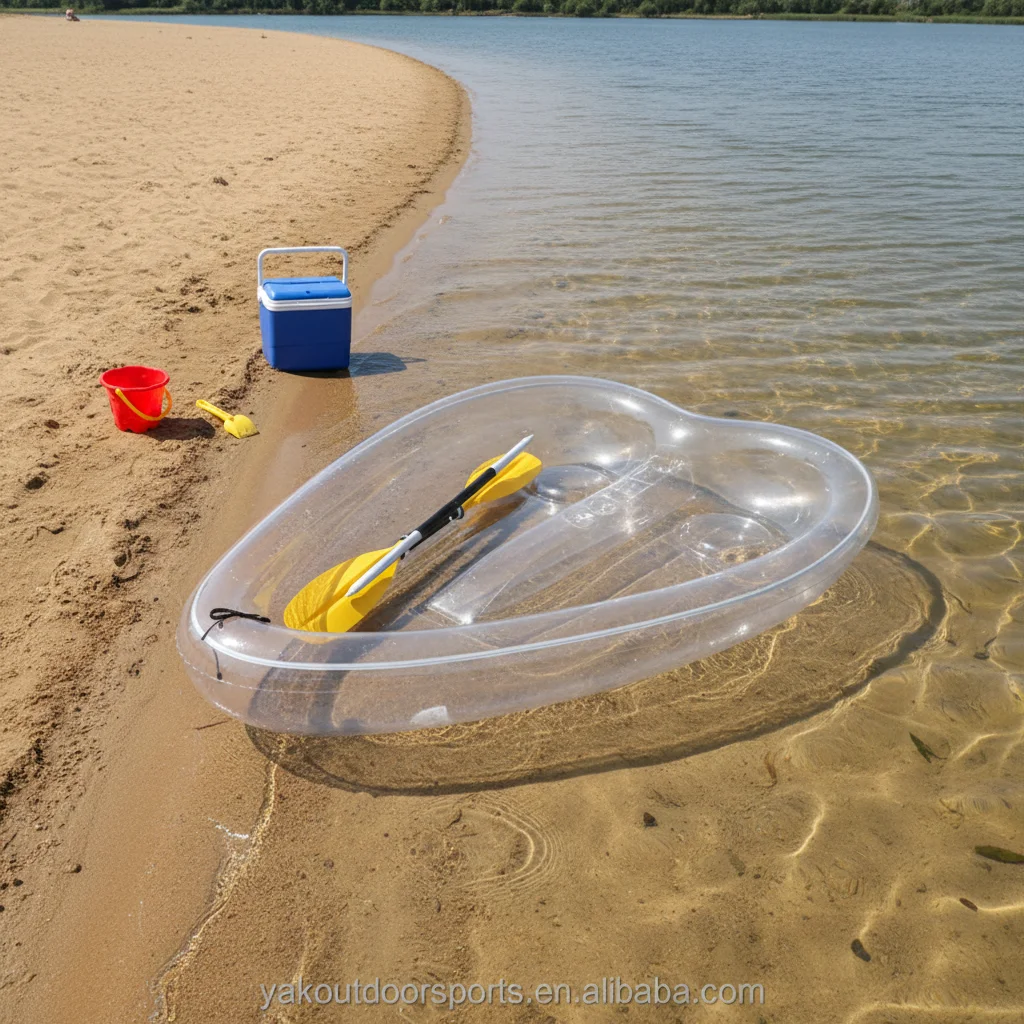 6.5FT Transparent PC Polycarbonate Heart-Shape Ka Single/Double Seat Light Weight Stable Eco-Friendly Durable  Outdoors T3