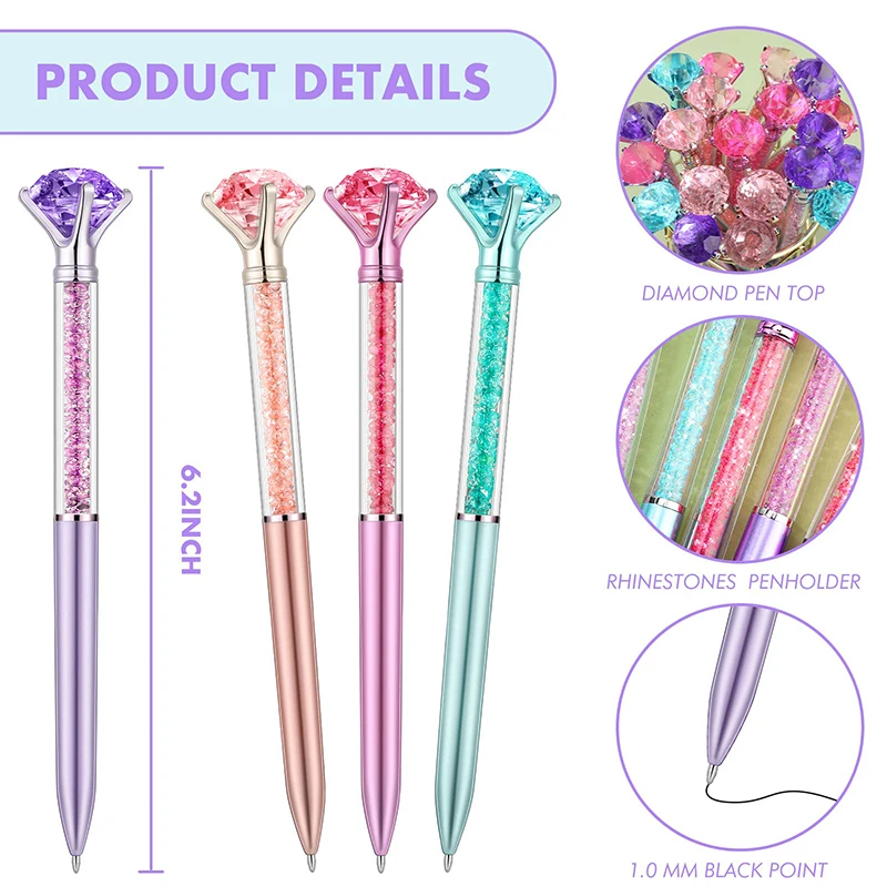 16Pcs Pretty Bling Diamond Crystal Ballpoint Pens Engagement Wedding Signing Pen