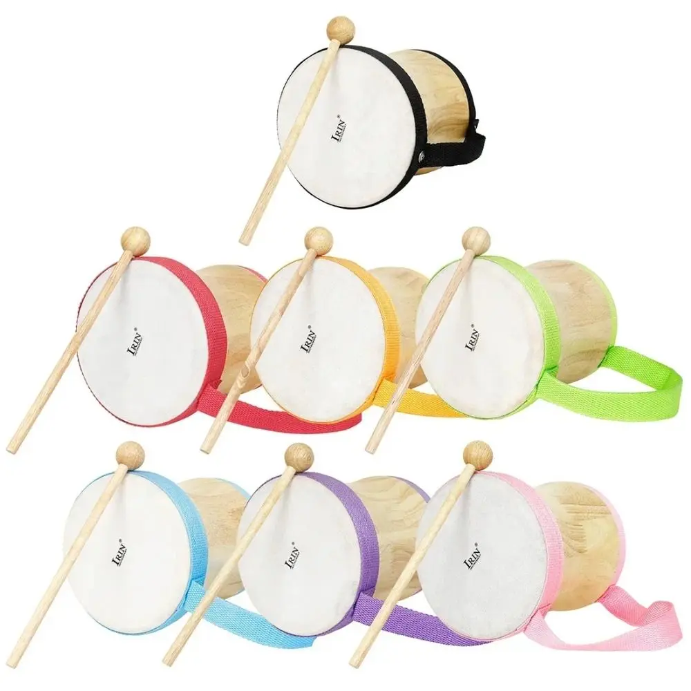 Wooden Indian Hand Drum Early Education Handheld Wooden Drums Drumsticks Included Indian Style Sheepskin Drum Music Gifts