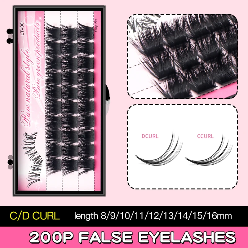 Grafting World European American 10/20/30/40/50/60/80/100/200D Segmented Natural Extension Thick Lifelike DIY False Eyelashes