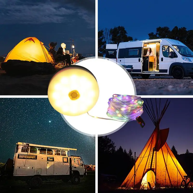 Imagem -04 - Portable Camping String Lights Multi-mode Luzes Led Solares ao ar Livre Jardas Rvs Caminhadas