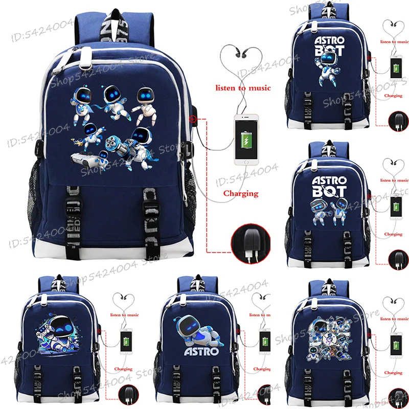 2025 New Backpack for Men Women Funny Cartoon Astro Bot Print Travel Mochila Hombre Astros Playroom Robot School Bags for Boys