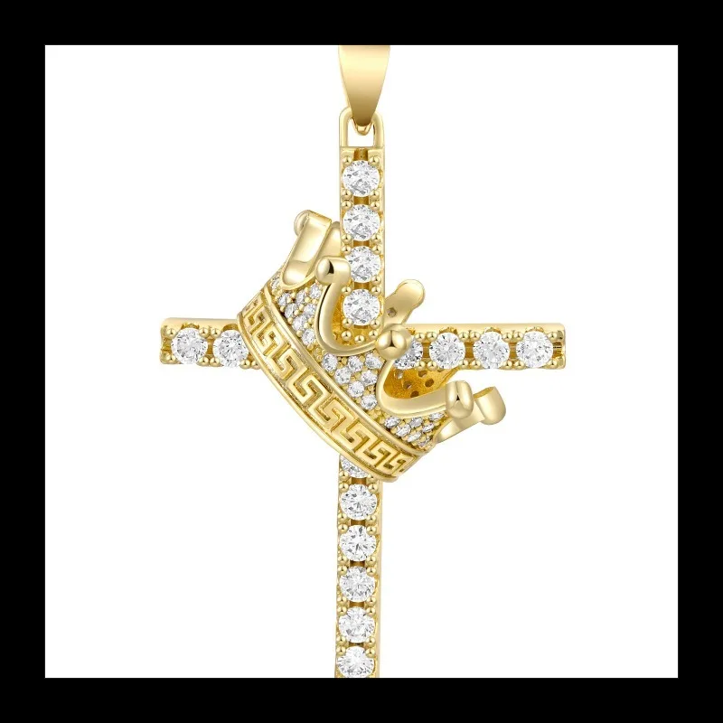 

Ожерелье с подвеской в виде креста из 18-каратного золота и циркона, женский персонализированный крест.