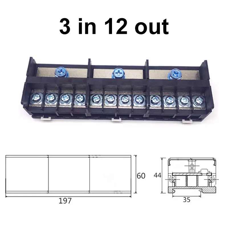 63-200A Wiring Terminal Block Rail Fixed Branching Terminals One in Multiple out Screw Crimping Copper Nose Wiring Connector