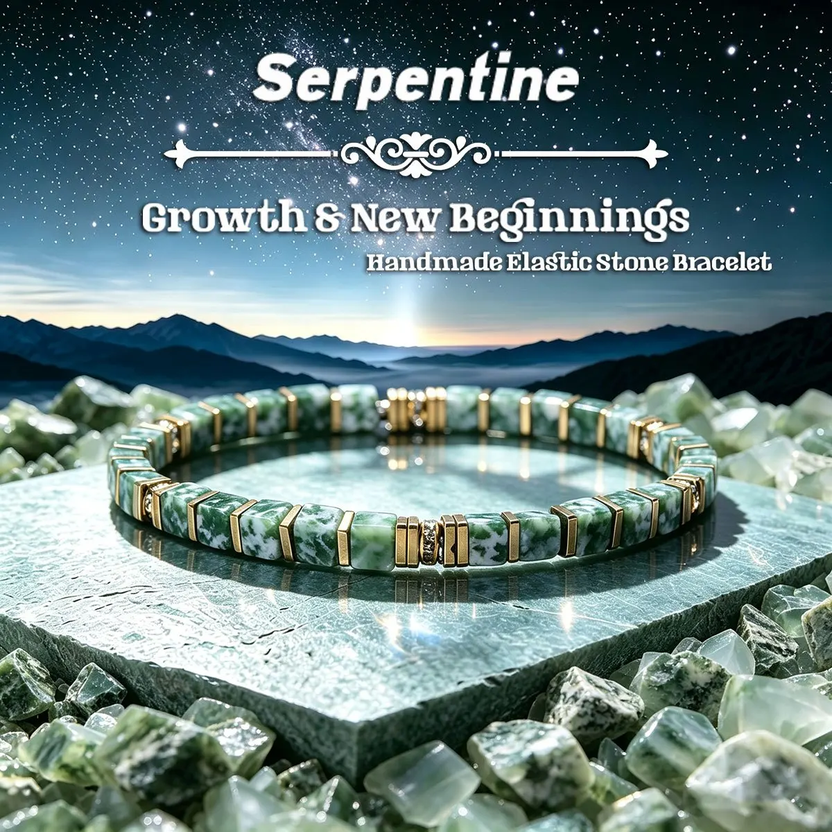 Leisure style serpentine 5mm cubic bead bracelet, symbolizing growth and a new beginning, fashionable jewelry for men and women