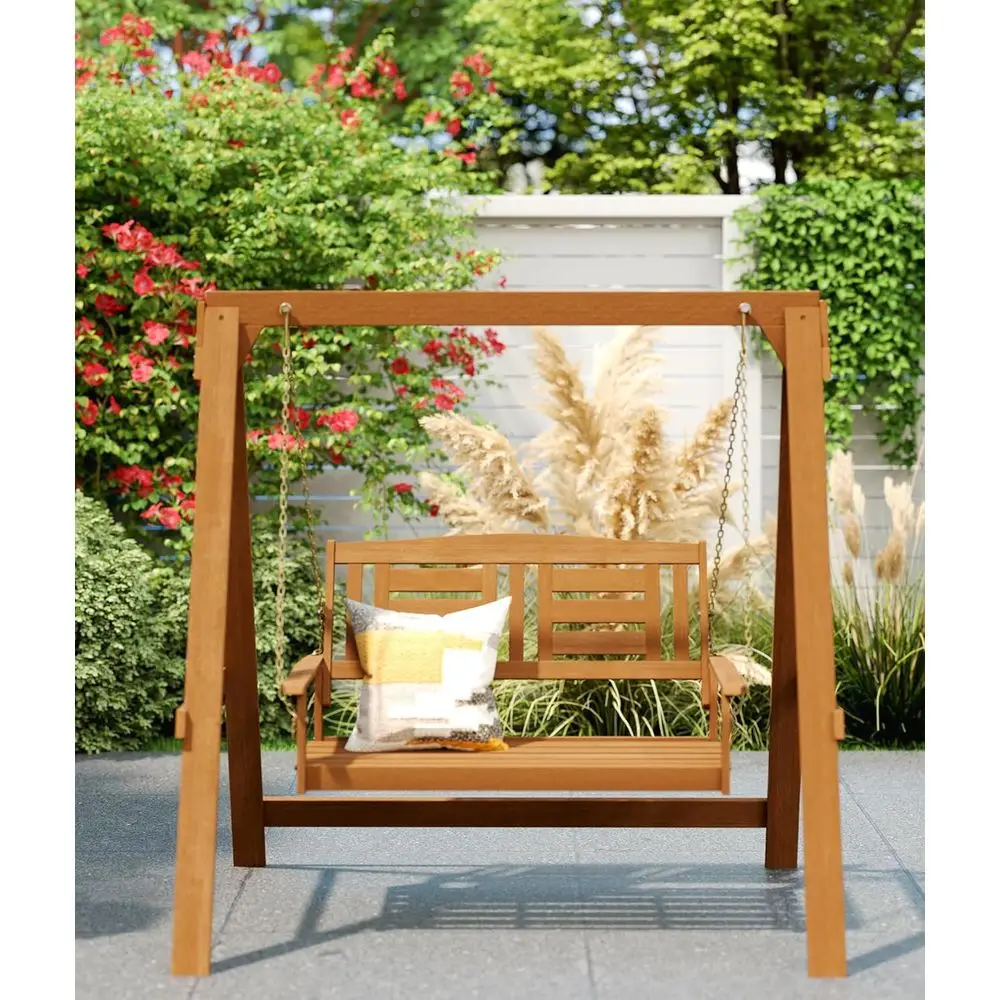 

Прочная двухместная тиковая скамья-качели для улицы: для веранды, сада или террасы