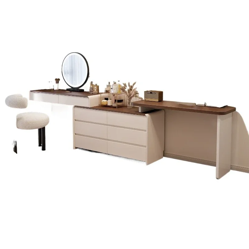 

Dresser, chest, integrated desk, bedroom, simple modern computer desk, solid wood cabinet, makeup storage cabinet
