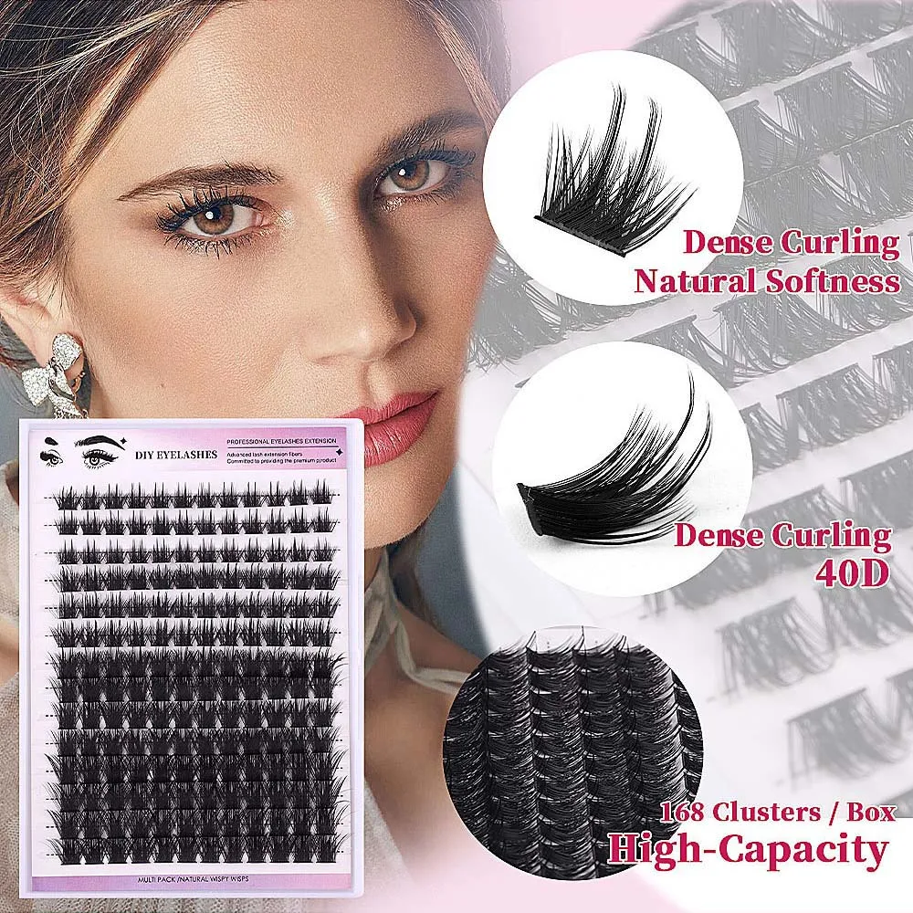

Segmented L Curl False Eyelashes Long Lasting Reusable Individual Cluster Eyelashes 10-16mm DIY Lashes Extension