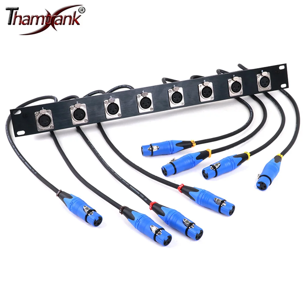 

XLR Audio Cable 8-Way 1U Cabinet XLR Audio Jumper Rack,3Pin XLR Female MIC Socket to Female XLR Pass Through Converter Adapter