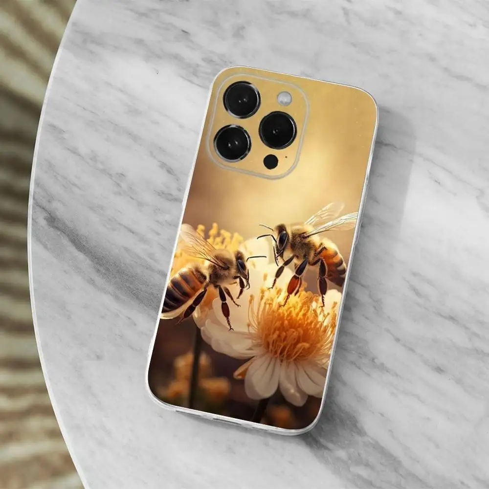 Cute Honey Bee Phone Case For iPhone 16,15,14,13,12,11,17 Pro,Max,Plus,X,XS,XR,SE,Mini Transparent Soft Cover view 6
