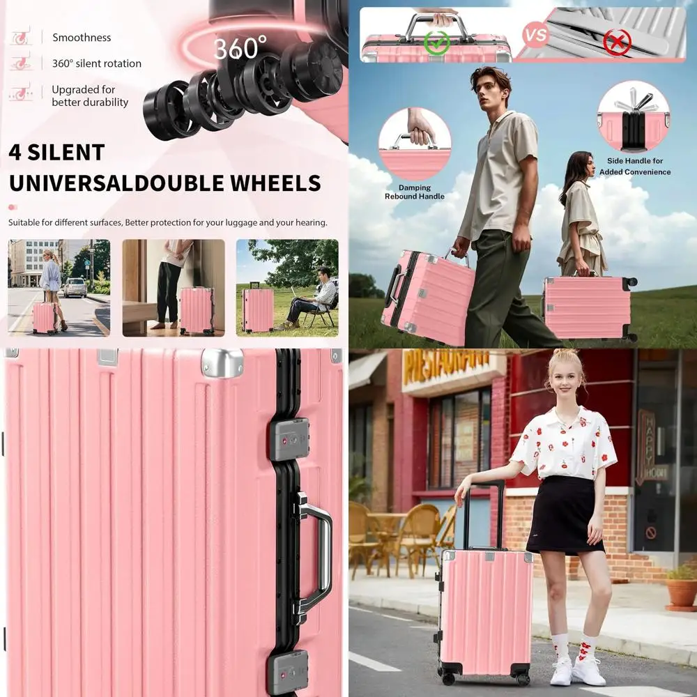 

20 алюминиевых чемоданов Krute с вращающимися колесами, твердый корпус, замок TSA, материал ПК + ABS