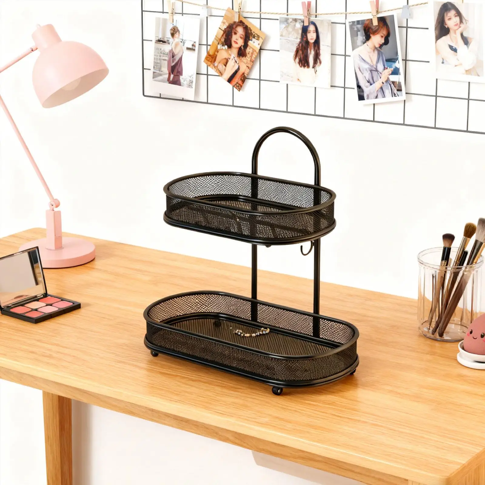 

2-х уровневый поднос для ванной комнаты, косметический держатель, стоячая полка, органайзер для стойки для ванной комнаты