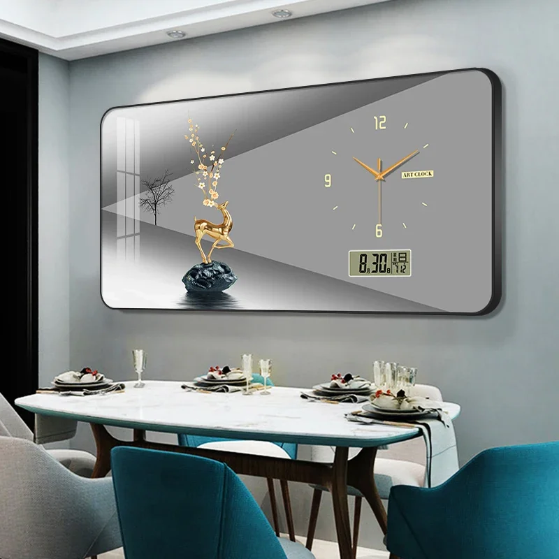 Moderne Wanduhr Wohnzimmer Home Fashion Esszimmer dekorative Malerei Licht Luxus elektronische Uhr Uhr Uhr hängen Wand