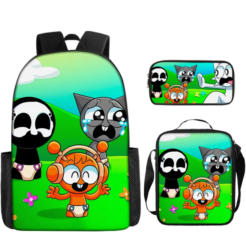 3pcs Game Sprunki Incredibox Oren Raddy Wenda 3D Backpack Kawaii Cartoon Cosplay Shoulder Bag Pencil Bag Stationery Box Gift