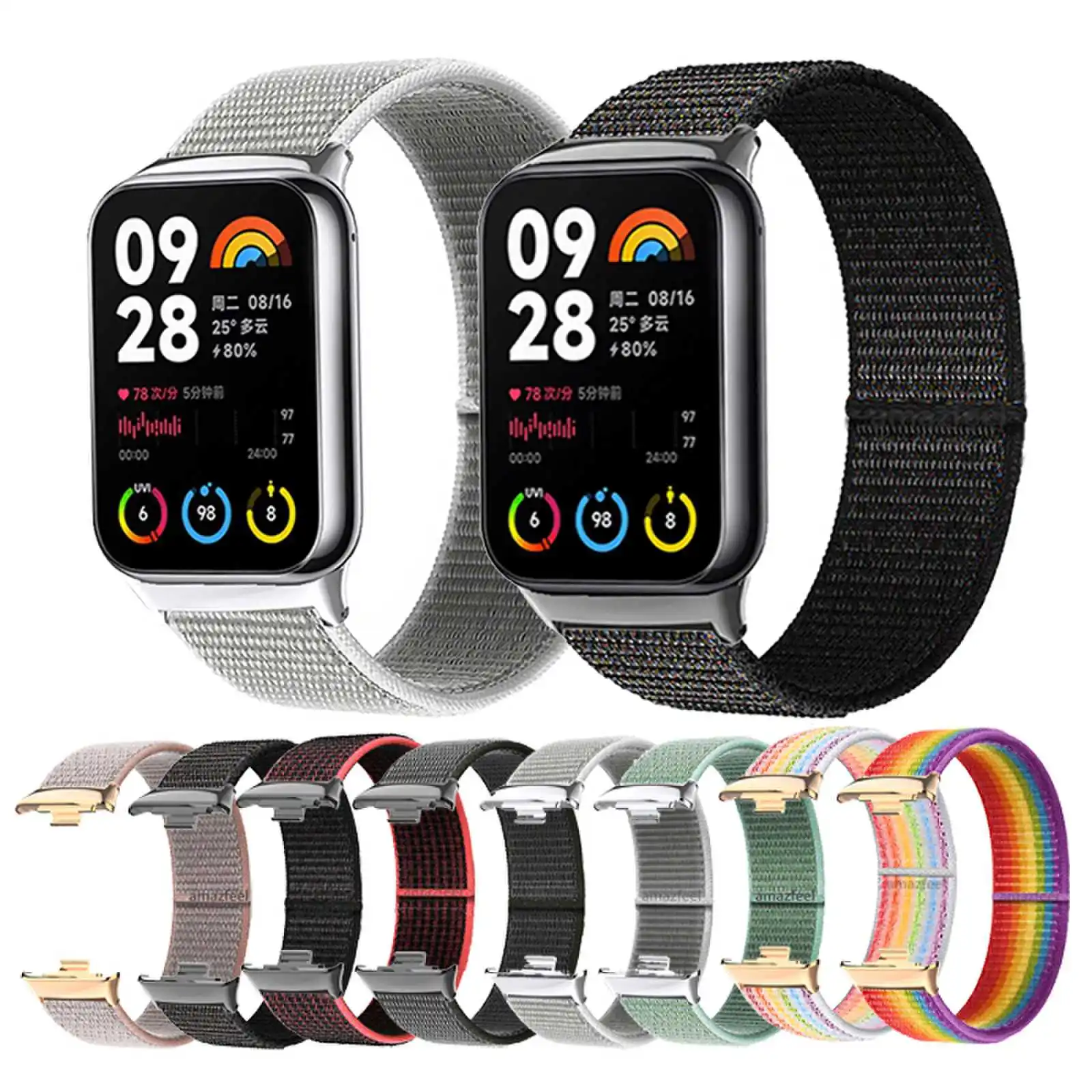 

Ремешок нейлоновый для Xiaomi Mi Band 8 Pro, браслет для смарт-часов Miband 8 PRO с металлическим интерфейсом