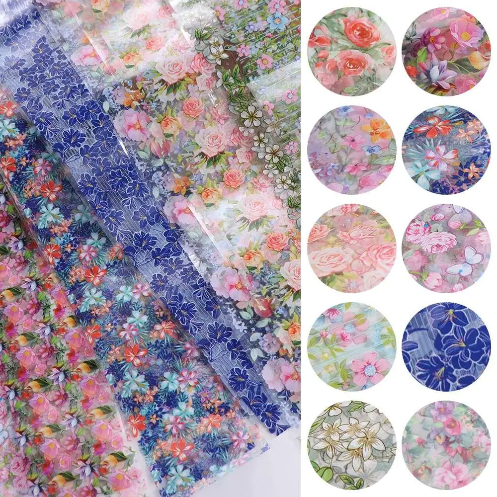 Sliders Nail Art Decoration Manicure Transfer Paper Decals Flower Nail Foils Floral Nails Stickers Holographic Nails Decals