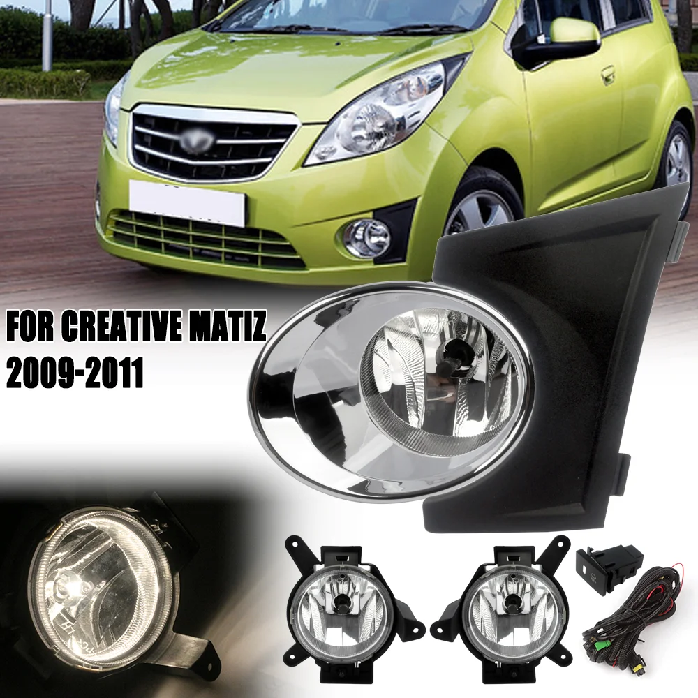 CV541 Front Fog Light Kit For Chevrolet Spark Beat 2009 2010 2011 2012 Bumper Lamp with Wiring Harness Switch