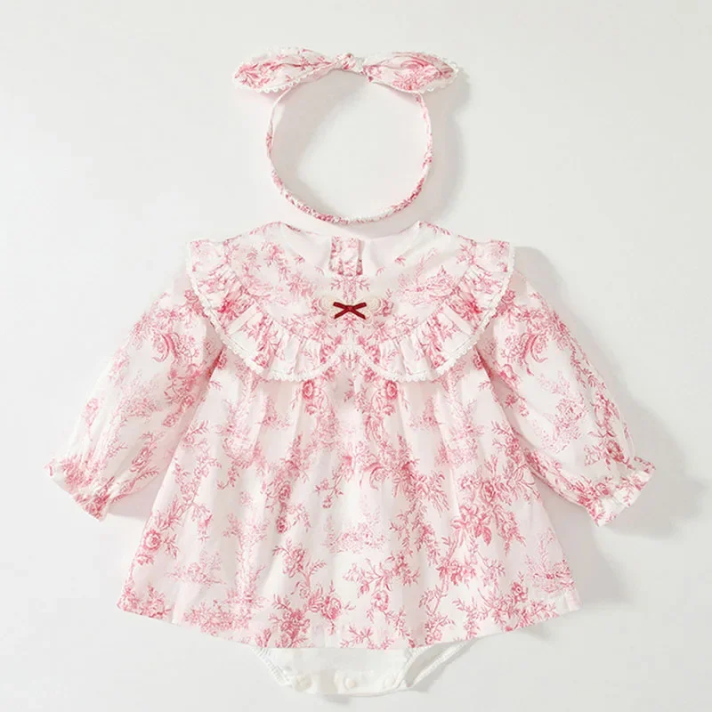 2025 New Spring Newborn Baby Girl Jumpsuit  Long Sleeved Cotton Print Toddler Baby Girl Romper 0-24M Children Clothes
