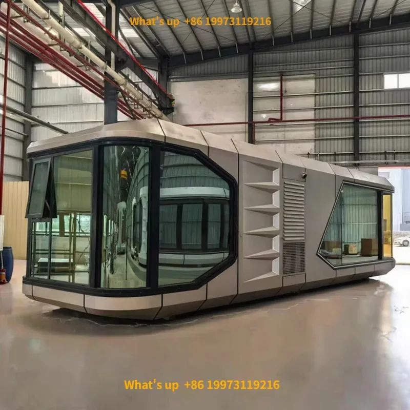 2026 Prefab Modular Steel Breathable Space Capule House Modern Design Solar Power Total Solution Bathroom Office/Workshop Use f