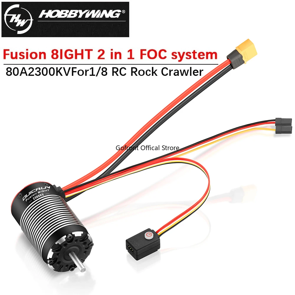 

HOBBYWING QUICRUN Fusion 8IGHT 2-IN-1 80A 2300KV Бесконтактный двигатель с датчиком ESC для 1/8 RC Car Rock Crawler Power Syste