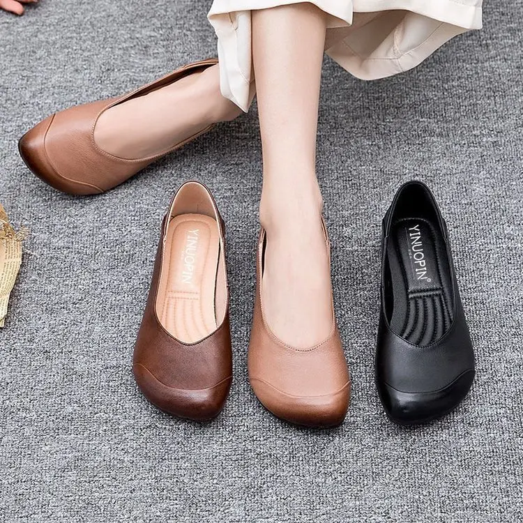 Shallow Mouth Grandma Shoes Square Toe Casual Female Sneakers Loafers With Fur Autumn Dress Flats Women Soft Retro Slip-on Fall