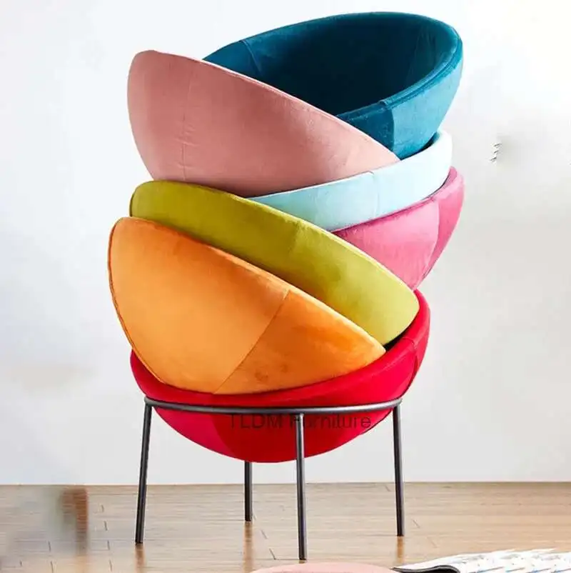 

Nordic Living Room Sofa Snail Fabric Lazy Sofa Single Modern Minimalist Balcony Pumpkin Small Sofa Chair Single Iron Armchair