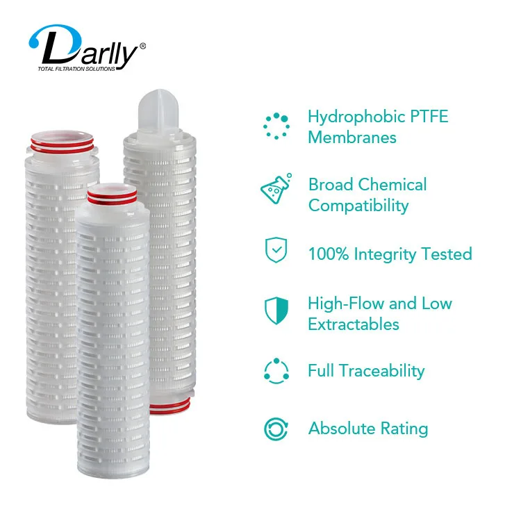 High Density Pleated Gas Filter 0.1 0.2 10inch Hydrophobic PTFE Membrane Pleated Filter Cartridge Chemical Industrial FIlter