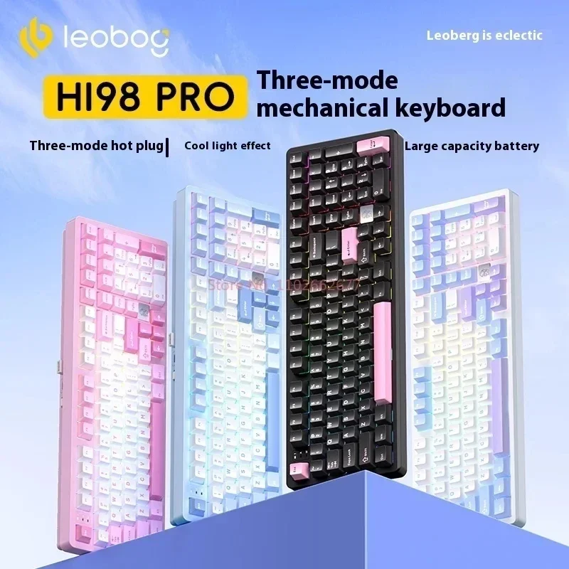 New Leobog Hi98Pro Mechanical Keyboard Wireless 3Mode 2.4G Aluminum Customized Hot Swap Gasket PC Laptop Gaming Keyboard Gifts