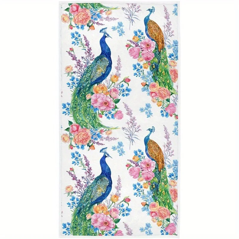 

Beach Towel Peacocks and Flowers Patterned Sunscreen And Windproof Suitable For Swimming Pool Camping Travel Blanket