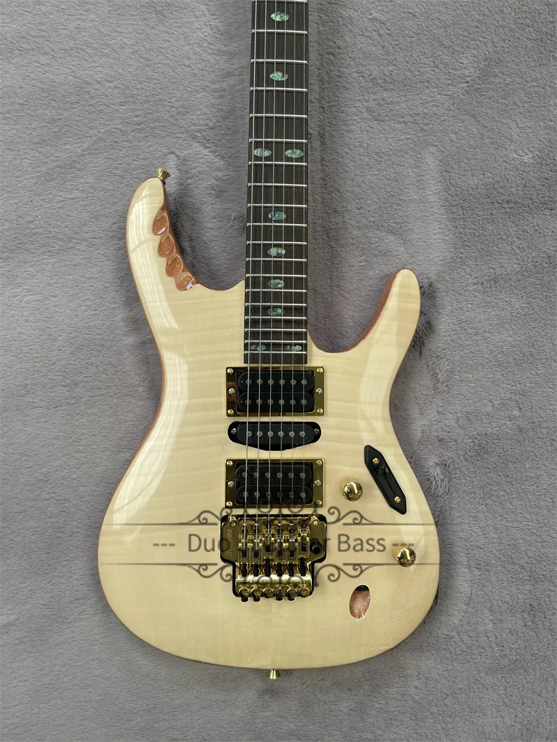 Ultra thin Electric Guitar Piec Guitar Mahogany Body Flamed Maple Top Maple Neck Tremolo Bridge Gold Tuners