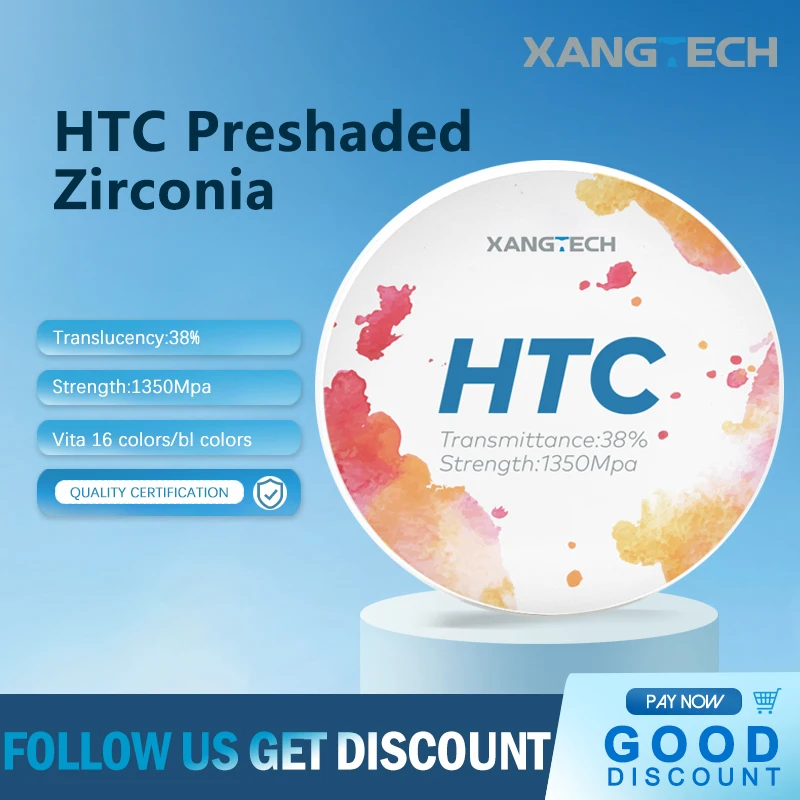 HTC preshaded Zirconia BLOCK แผ่นเซอร์โคเนียม16สีความหนา10-25มม. สำหรับห้องปฏิบัติการทันตกรรม98มม. ระบบ CAD CAM