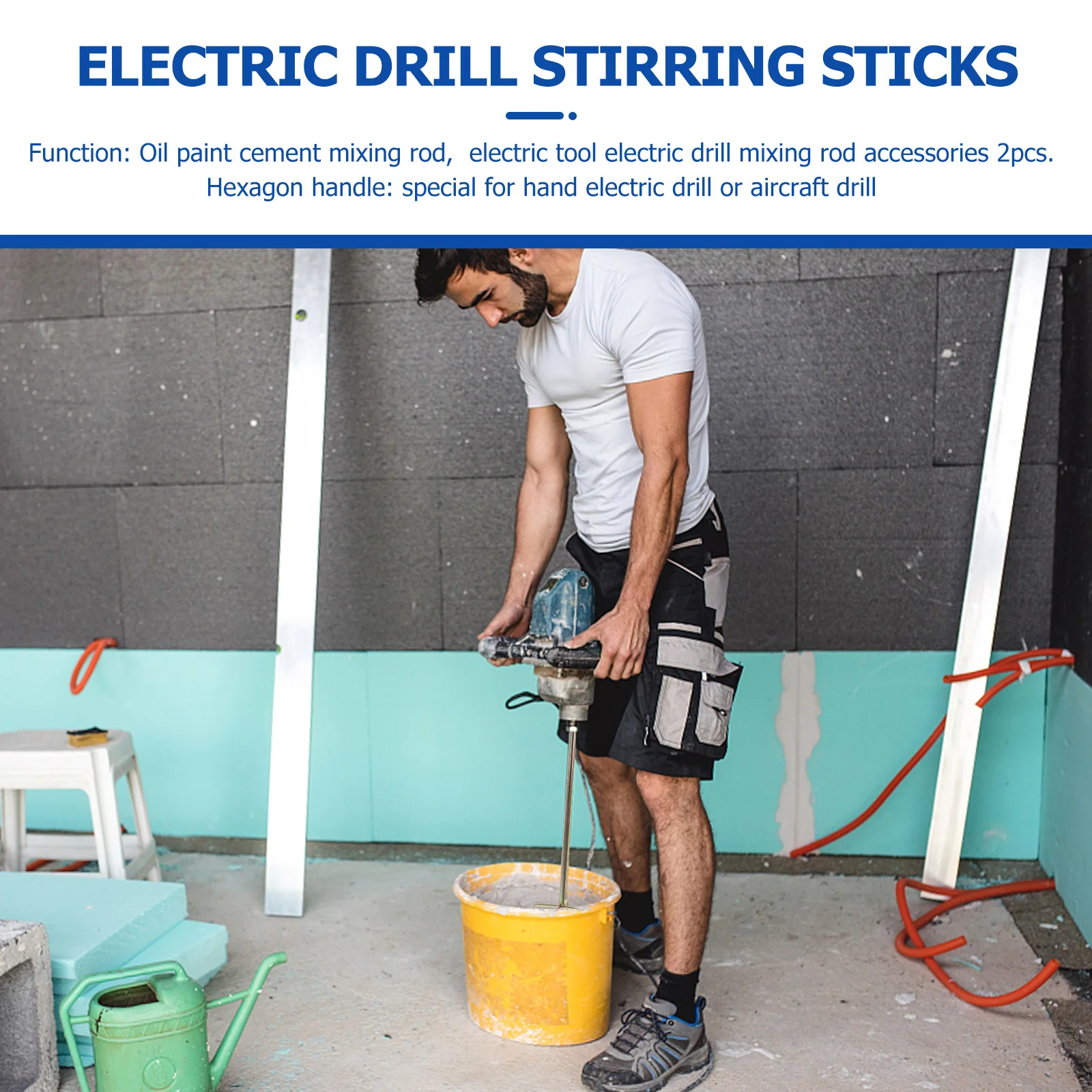 

2 pcs Cement Sticks Electric Drill Stirring Sticks Accessories Mixing Tool Long Service Life Wear Resistant Suitable Paint