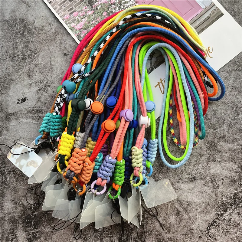 Colgante para funda de móvil, correa ajustable para el cuello, collar de cuerda de Color de contraste, accesorio para teléfono hecho a mano, llavero