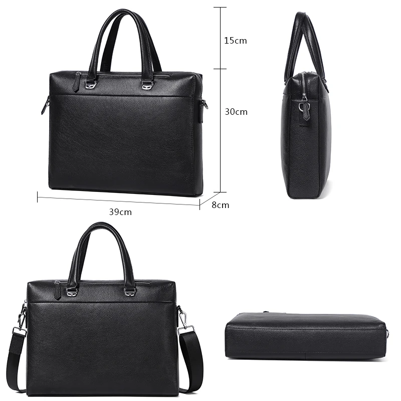 High Quality Men Briefcases Bag For 14 inch Laptop Business Travel Bags Handbags Genuine Leather Office Shoulder Bags For Man