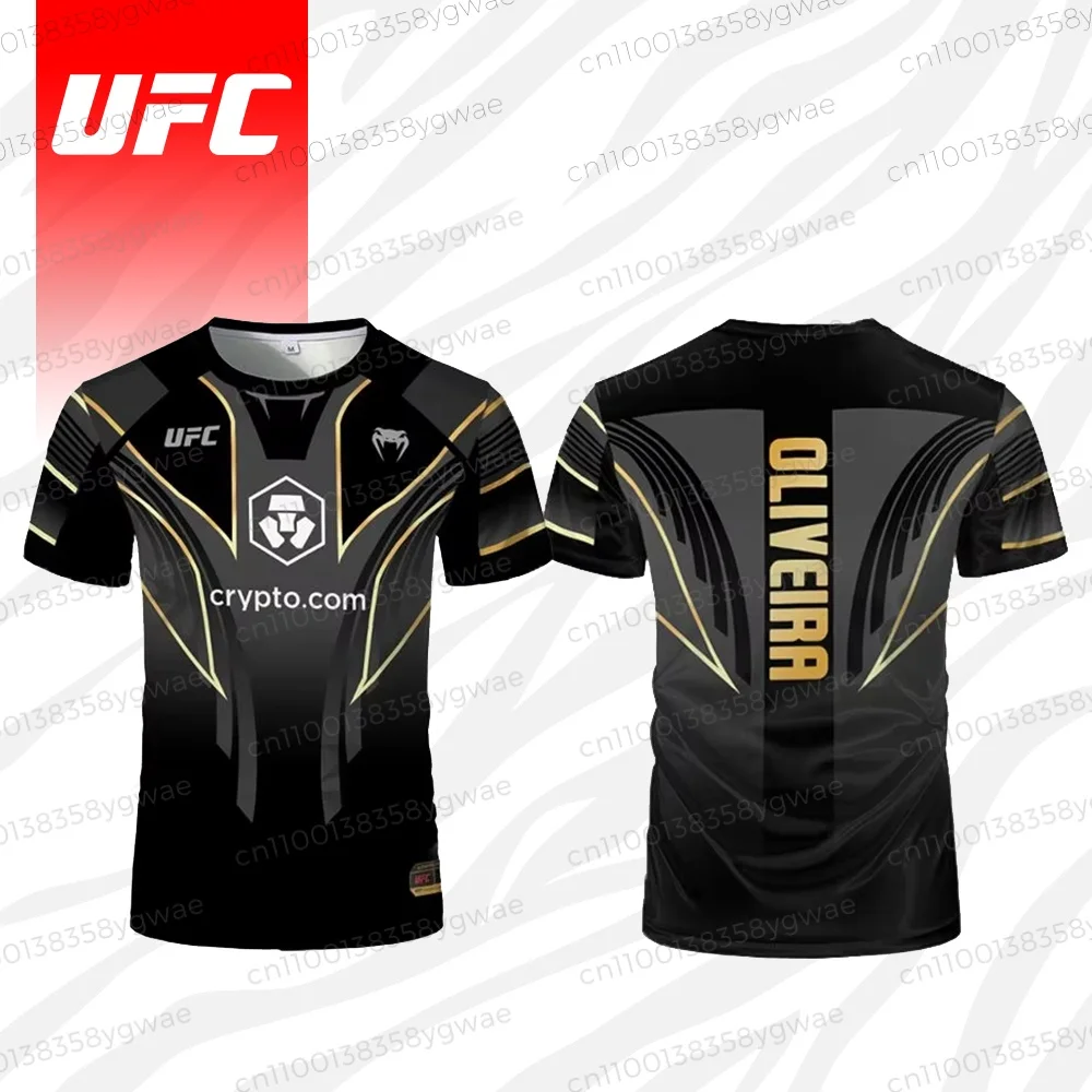 Летняя черная золотая UFC боевая боксерская экстремальная спортивная футболка большого размера OLIVEIRA спортивная футболка унисекс тренировочная одежда быстросохнущий топ