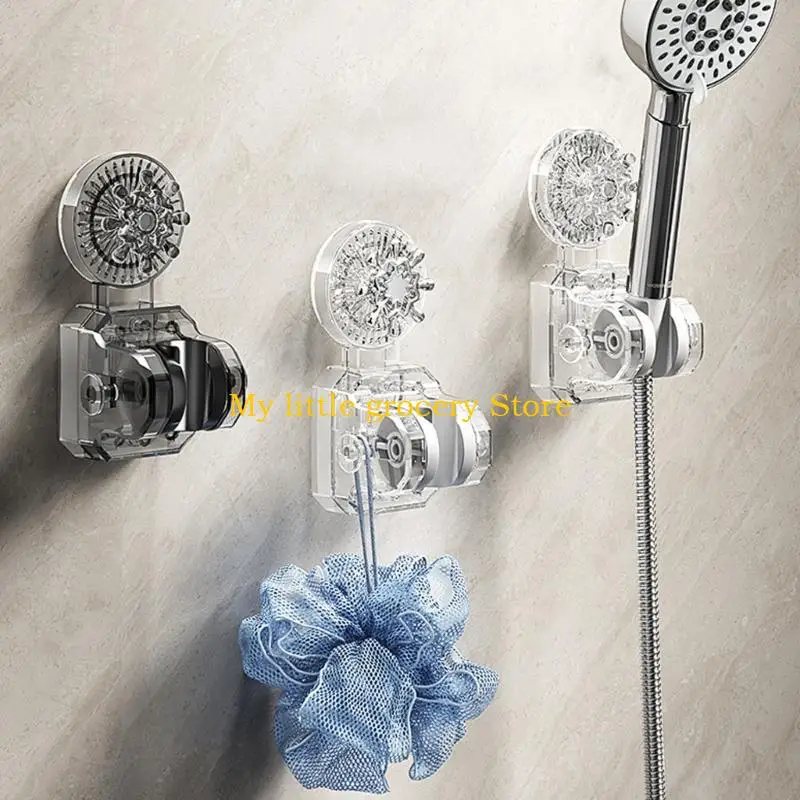 D5BD Adjustable Shower Head Holder with Suction Cup Wall Mount Shower Head Support Adjustable Height & Shower Head Rack