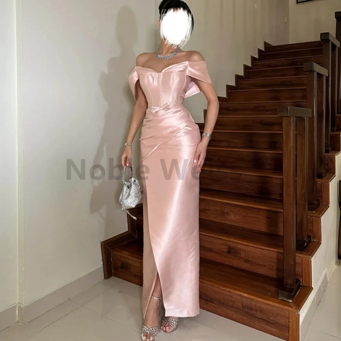 قبالة الكتف الساتان الطية حورية البحر فستان الحفلة الراقصة الدانتيل يصل الجانب سبليت ثوب مسائي تخصيص