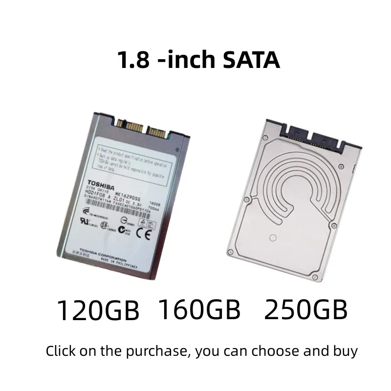 Microsata 노트북 하드 디스크, SATA 직렬 포트, 1.8 인치, 120 GB, 160 GB