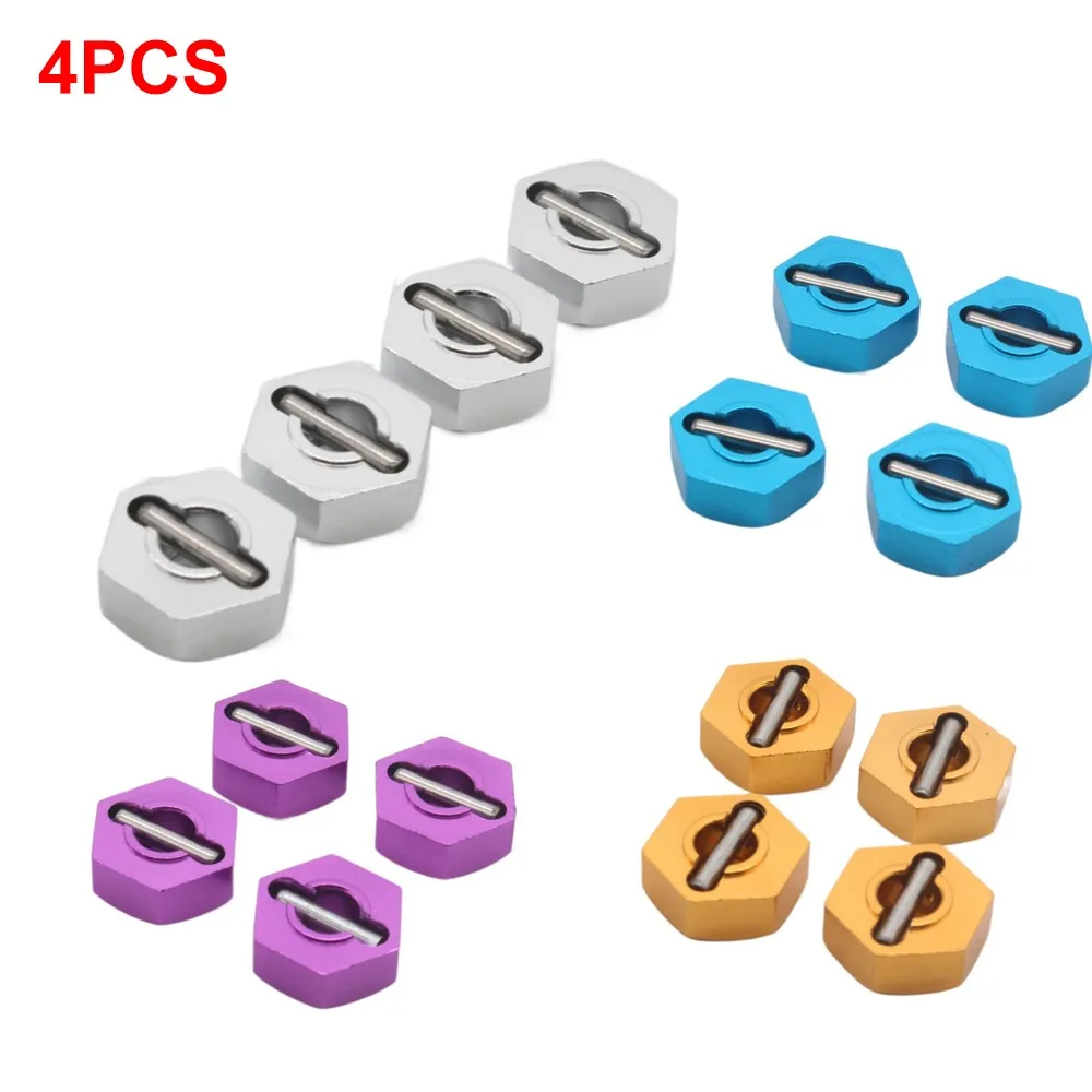 4pcs HSP RC Wheel Hex Nut 12MM Aluminum Pins Drive Hubs 1/10 Upgrade 102042 02100 Hub Adapter for 4WD RC Car Himoto