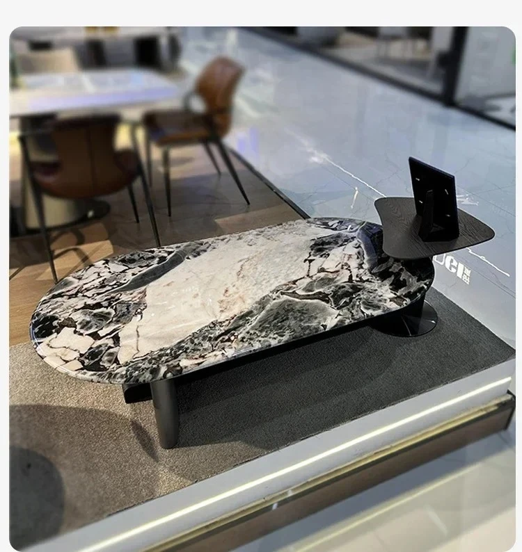 A Elephant white marble Italian high-end coffee table high-end light luxury living room ovalQ