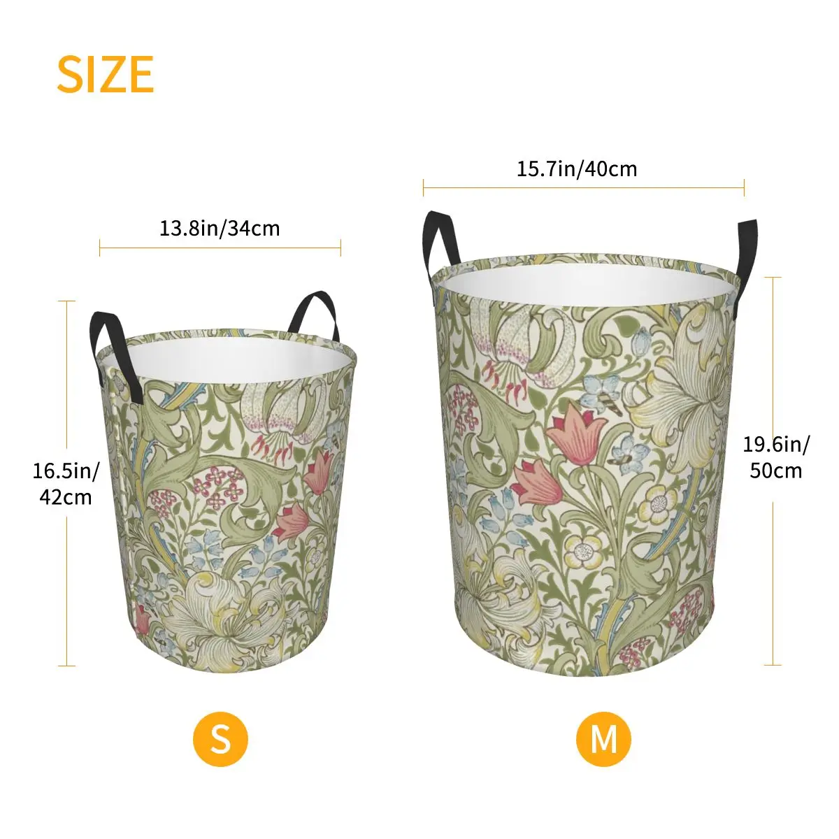 Custom William Morris Art Laundry Basket Collapsible Floral Textile Pattern Baby Hamper for Nursery Toys Organizer Storage Bins