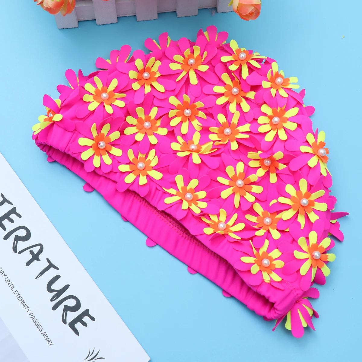 

Petal Swimming Women Bathing Cap Women Swimming Cap Flower Caps Adult Fabric Bright Colors Pool Beach Swim Accessories