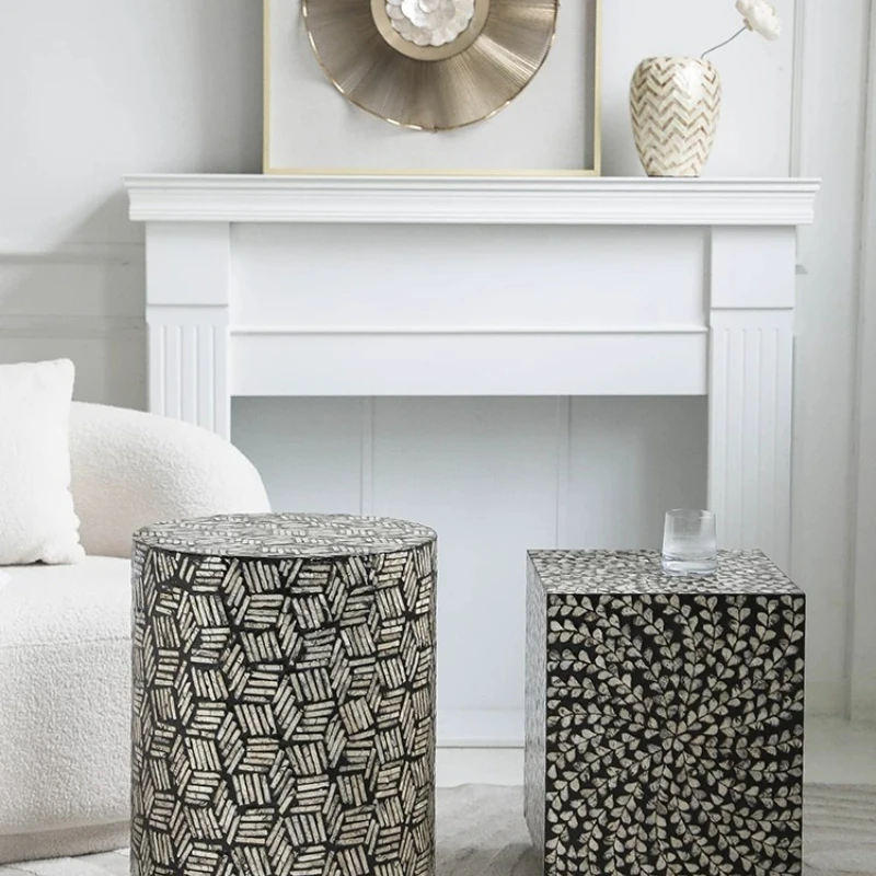 Living room sofa retro coffee table premium wabi-sabi corner table decoration round table