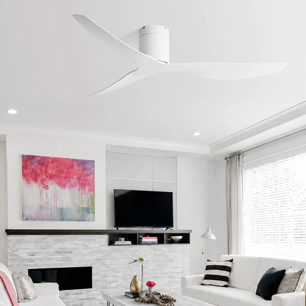 QINIWAKE 45/52/60 Inch Ceiling Fan 6‑Speed Silent DC Inverter Motor Remote Control for Living Dining Room Home Office Indoor