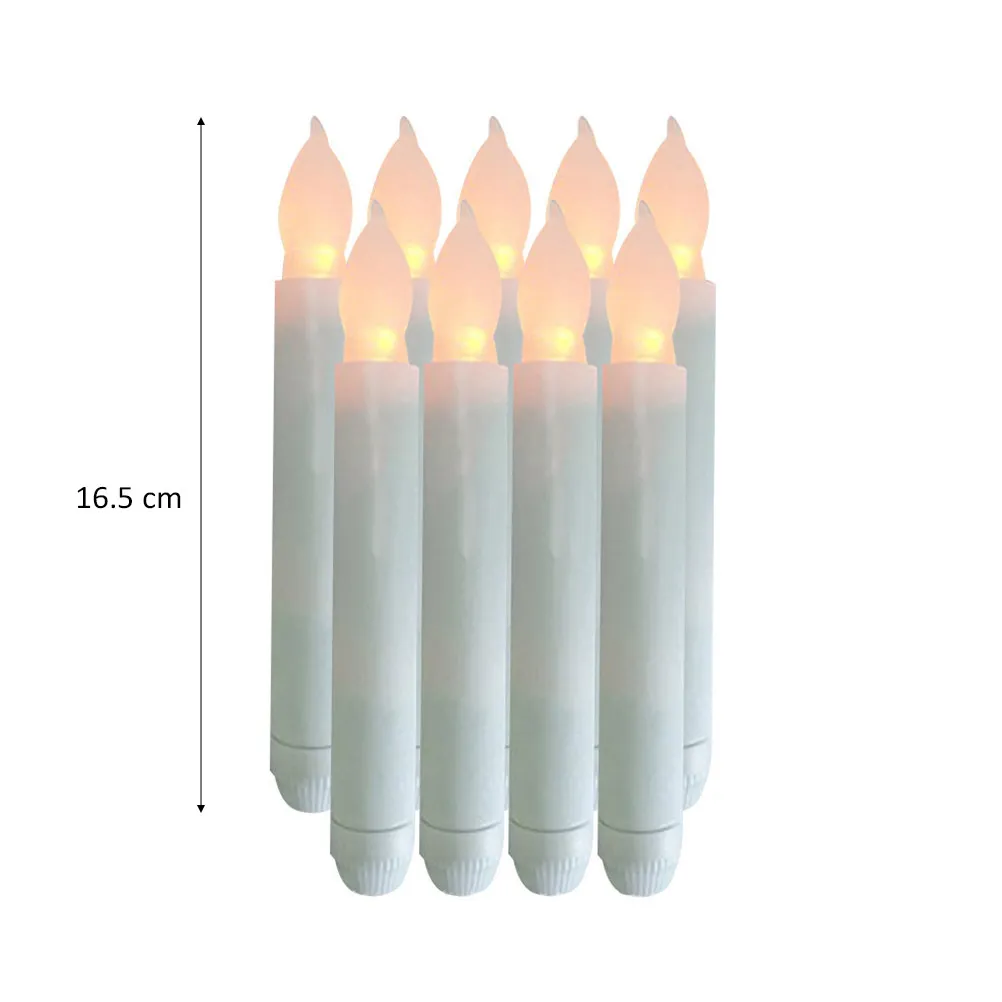 12個入り、炎を使わないledキャンドル。細身で、ゆらめく暖色系の白色光。煙や臭いがなく、家庭や結婚式の装飾に安全に使用できます。