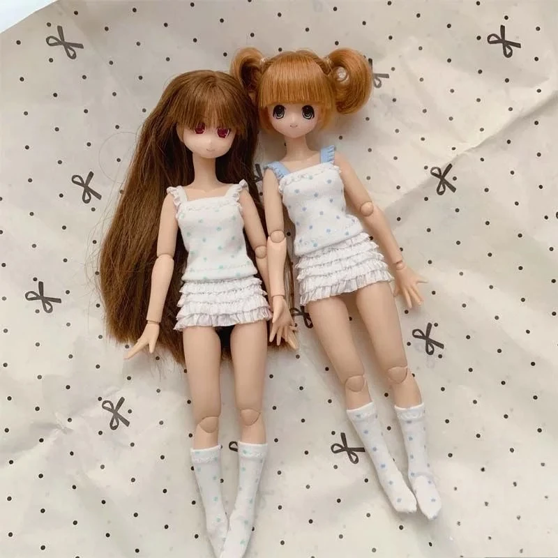 

Cute Japanese Short Skirt Polka Dot Suspender Clothes Model for Action Figures Azone Ob24/22 Body Scene Decor Accessories
