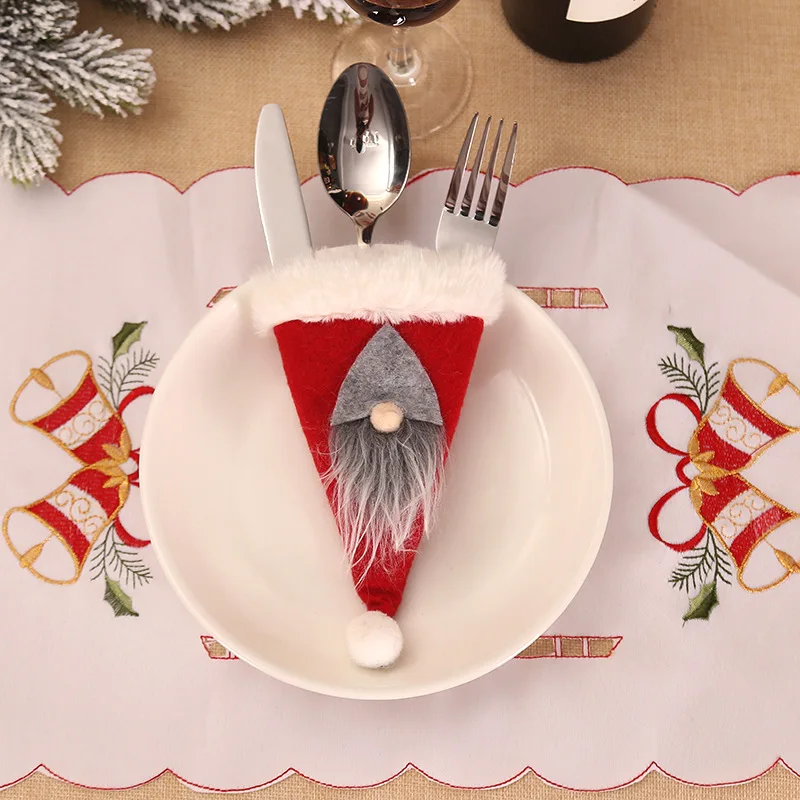

3Pcs Christmas Forester Knife and Fork Set Silverware Holders Knife and Fork Cover Tableware Bag Cutlery Holder Christmas