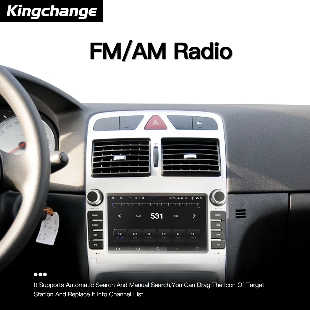 Kingchange autoradio lettore di navigazione Gps Android per Peugeot 307 307CC 307SW 2004-2013 Multimedia Stereo WiFi Video CarPlay